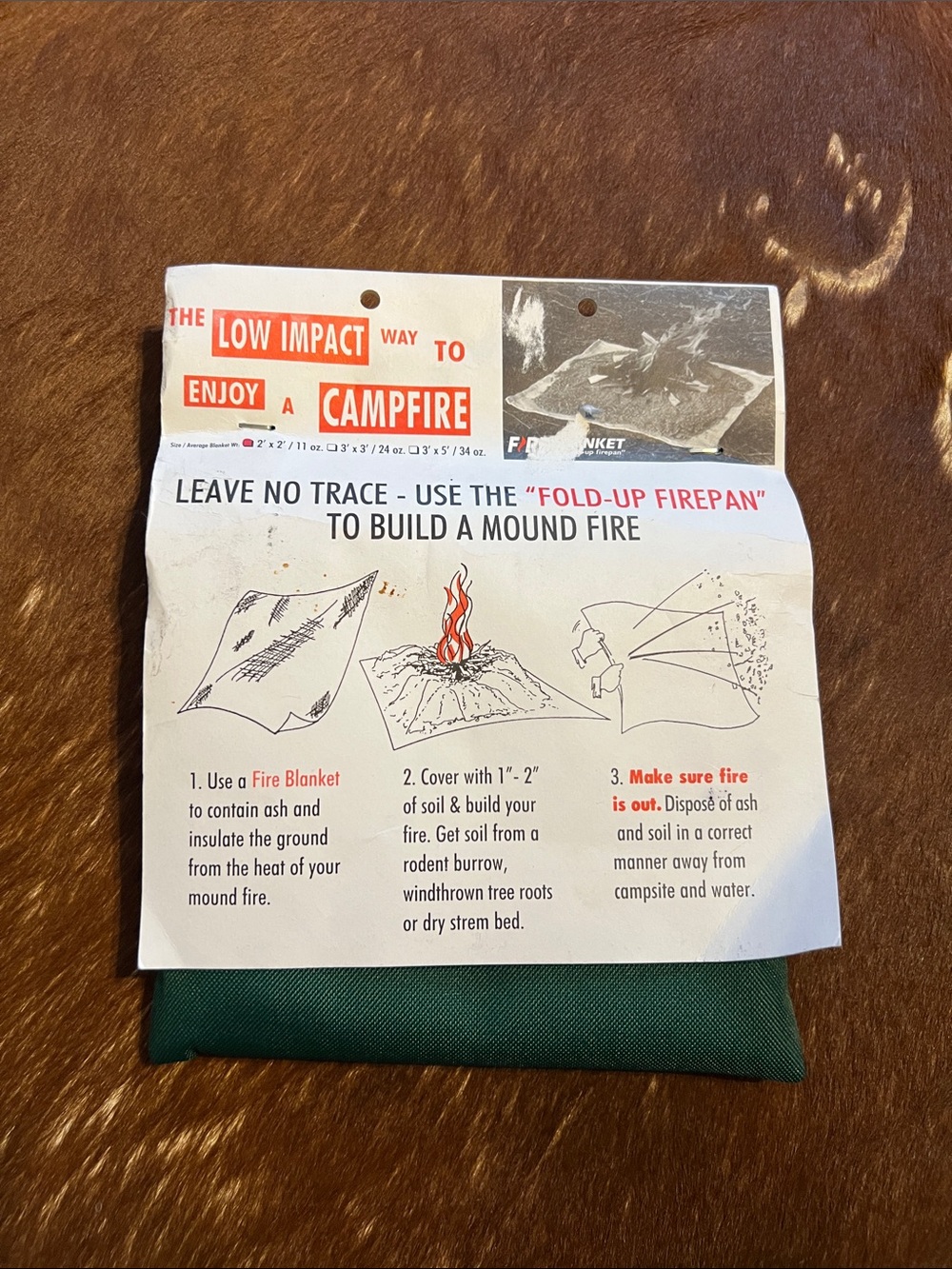 Fold-Up Firepan Campfire Fire Blanket - Green